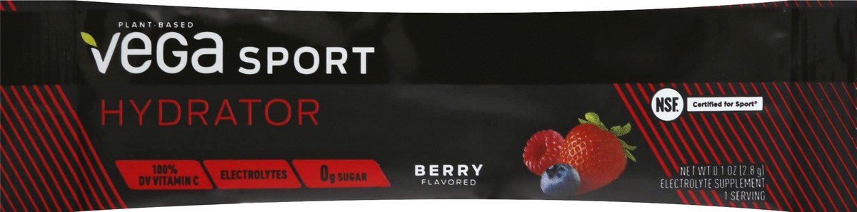 slide 1 of 1, Vega Sport Berry Flavored Hydrator Powder Single Packet, 0.1 oz