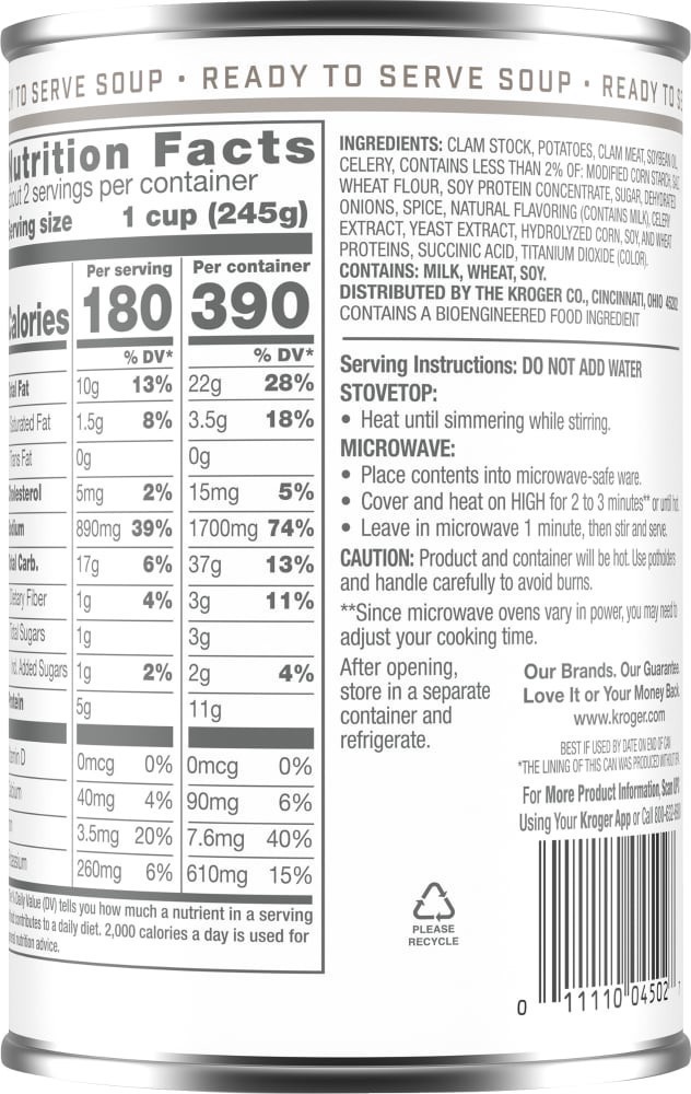 slide 3 of 4, Kroger New England Style Clam Chowder - 18.8 oz, 18.8 oz
