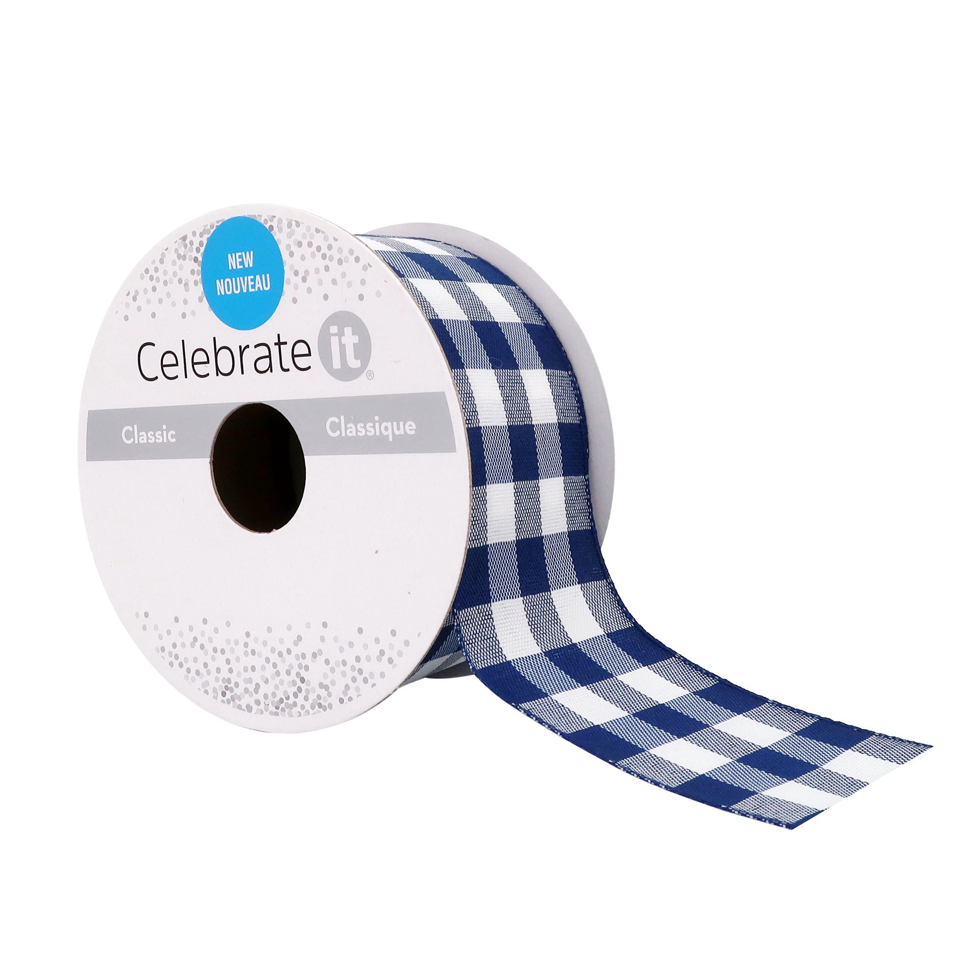 slide 2 of 4, 1.5" X 3yd. Wired Checkered Ribbon By Celebrate It, 1.5 in x 3 yd