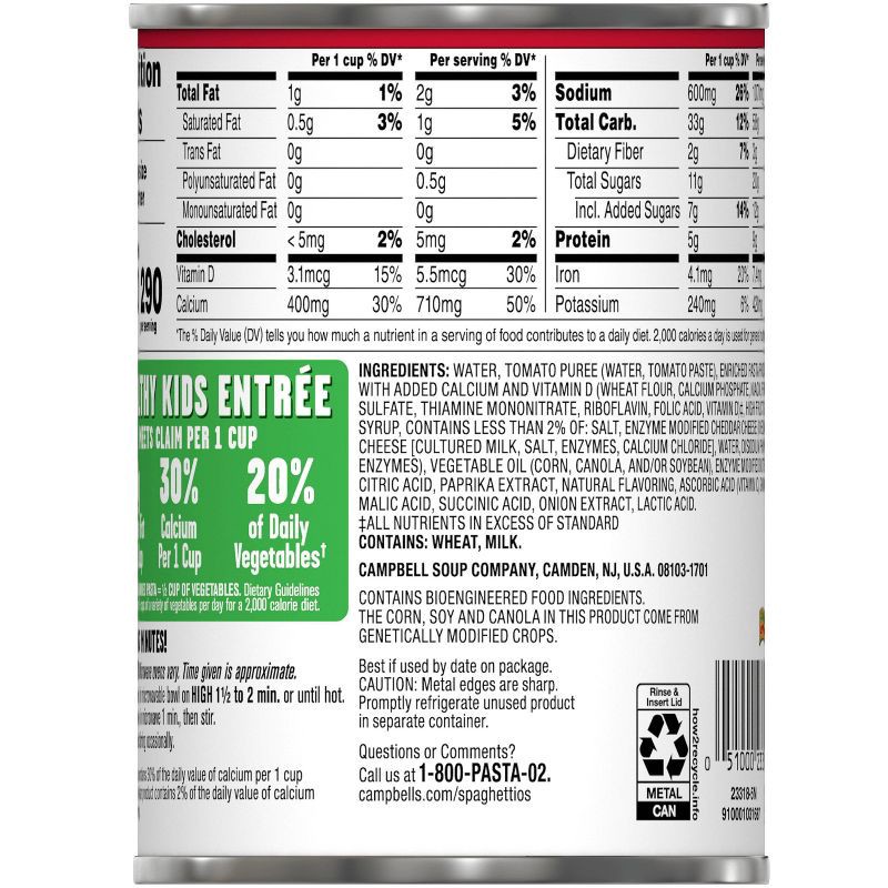 slide 9 of 11, SpaghettiOs Canned Pasta Plus Calcium - 15.8oz, 15.8 oz