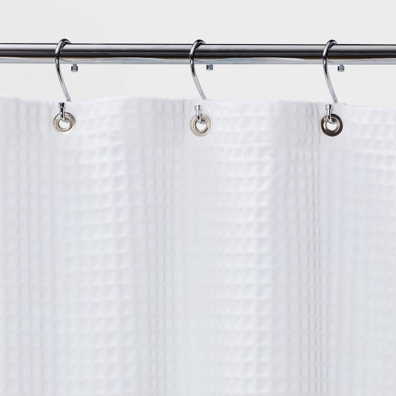 slide 3 of 5, 72"x72" Waffle Weave Shower Curtain White - Threshold™, 1 ct
