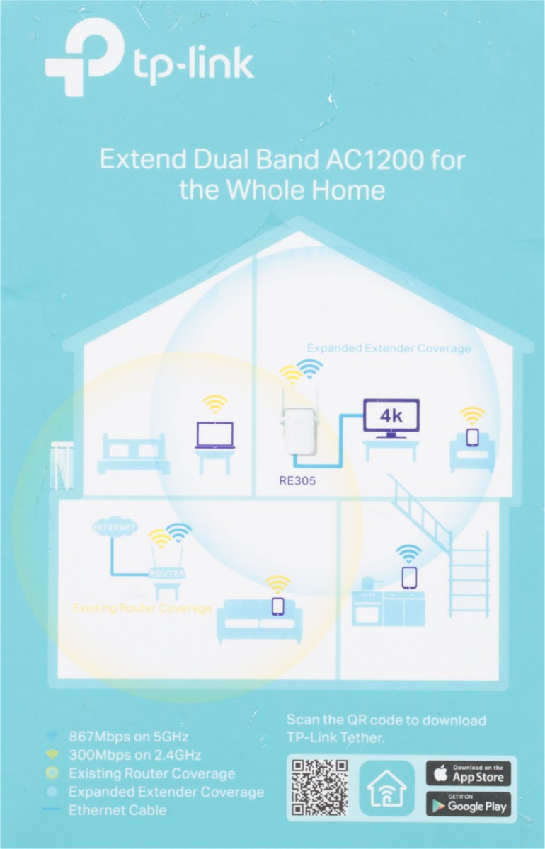 slide 6 of 9, TP-Link Ac1200 Wi-Fi Range Extender, 1 ct