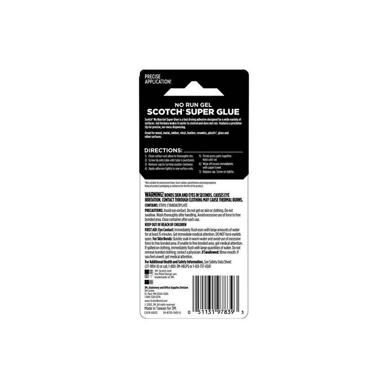 slide 8 of 9, Scotch 2pk Super Glue .07oz: Fast Drying Clear Adhesive for Art, Stationery & Office Use, 2 ct, .07 oz