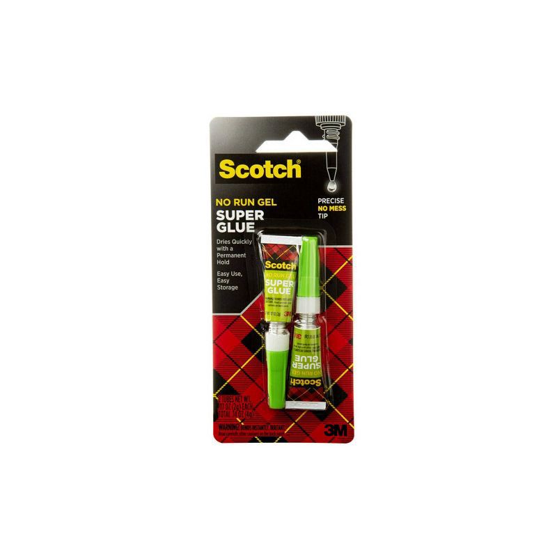 slide 1 of 9, Scotch 2pk Super Glue .07oz: Fast Drying Clear Adhesive for Art, Stationery & Office Use, 2 ct, .07 oz