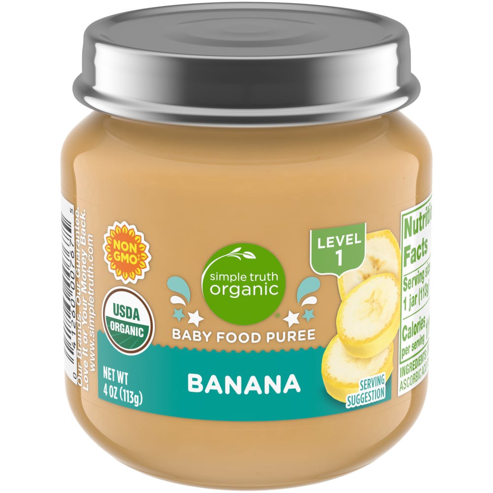 slide 3 of 3, Simple Truth Organic Banana Baby Food Puree Jar, 4 oz