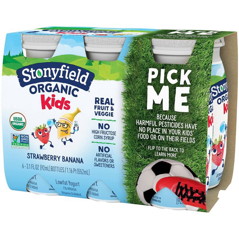 slide 8 of 11, Stonyfield Organic Kids' Strawberry Banana Yogurt Smoothies - 6pk/3.1 fl oz bottles, 6 ct; 3.1 fl oz