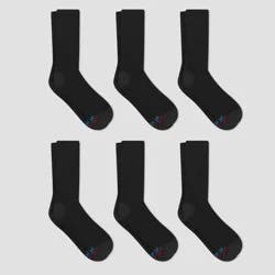 Hanes Premium Men's X-Temp Breathable Crew Socks 6pk - Black: Cushioned Sole, Reinforced Heel & Toe