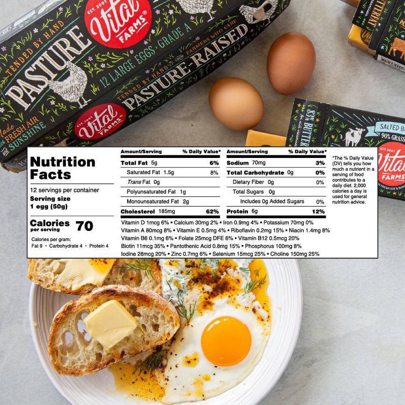 slide 13 of 13, Vital Farms Pasture-Raised Grade A Large Eggs - 12ct, 12 ct