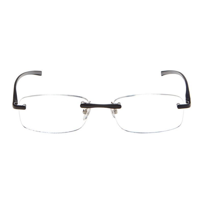 slide 2 of 8, ICU Eyewear Stanford Rimless Black Reading Glasses +2.50, 1 ct