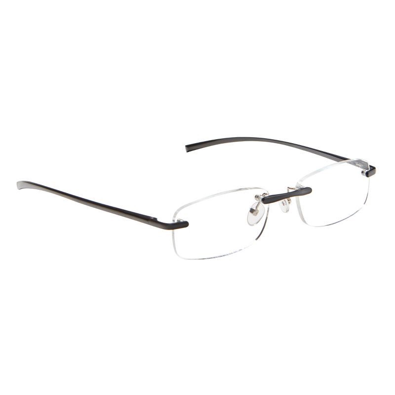 slide 3 of 8, ICU Eyewear Stanford Rimless Black Reading Glasses +2.50, 1 ct
