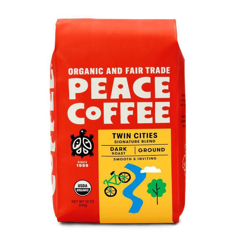 slide 1 of 5, Peace Coffee Organic Fair Trade Twin Cities Blend Dark Roast Ground Coffee - 12oz, 12 oz