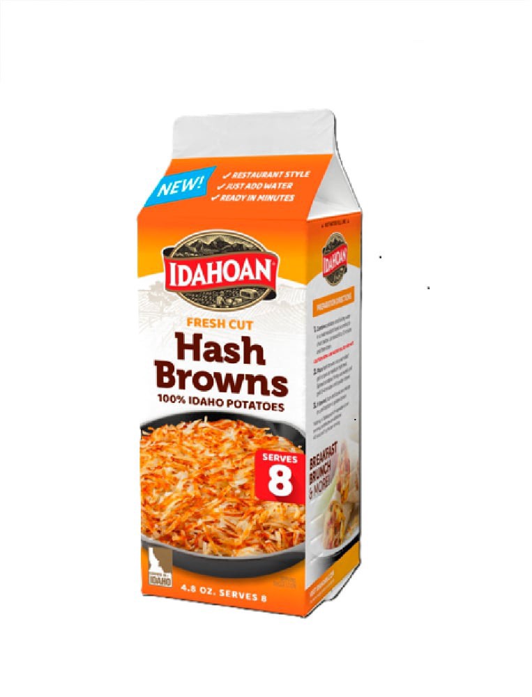 slide 1 of 1, Idahoan Fresh Cut Hash Browns, 8 servings, 4.8 oz