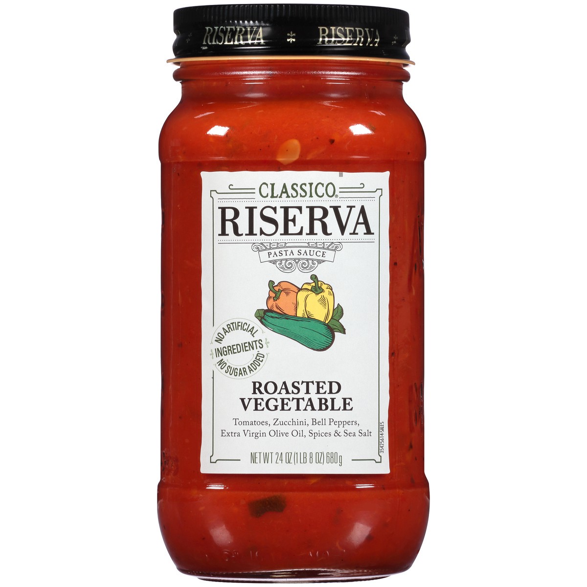 slide 1 of 14, Classico Riserva Roasted Vegetable Pasta Sauce, 24 oz Jar, 24 oz