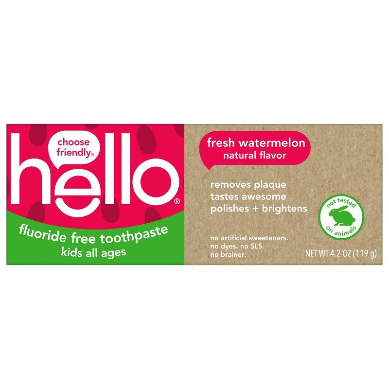 slide 2 of 7, hello Kids' Natural Watermelon Fluoride-Free, SLS-Free and Vegan Toothpaste - 4.2oz, 4.2 oz