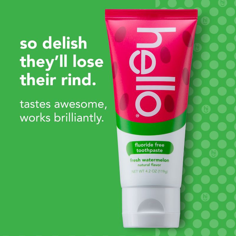 slide 3 of 7, hello Kids' Natural Watermelon Fluoride-Free, SLS-Free and Vegan Toothpaste - 4.2oz, 4.2 oz