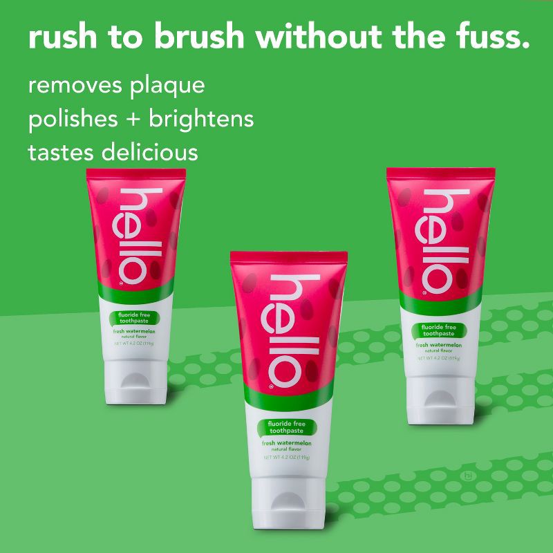 slide 5 of 7, hello Kids' Natural Watermelon Fluoride-Free, SLS-Free and Vegan Toothpaste - 4.2oz, 4.2 oz