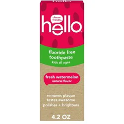hello Kids' Fluoride Free Toothpaste - Watermelon - 4.2oz: Vegan, Gluten-Free, Aluminum-Free, Hydrated Silica Paste