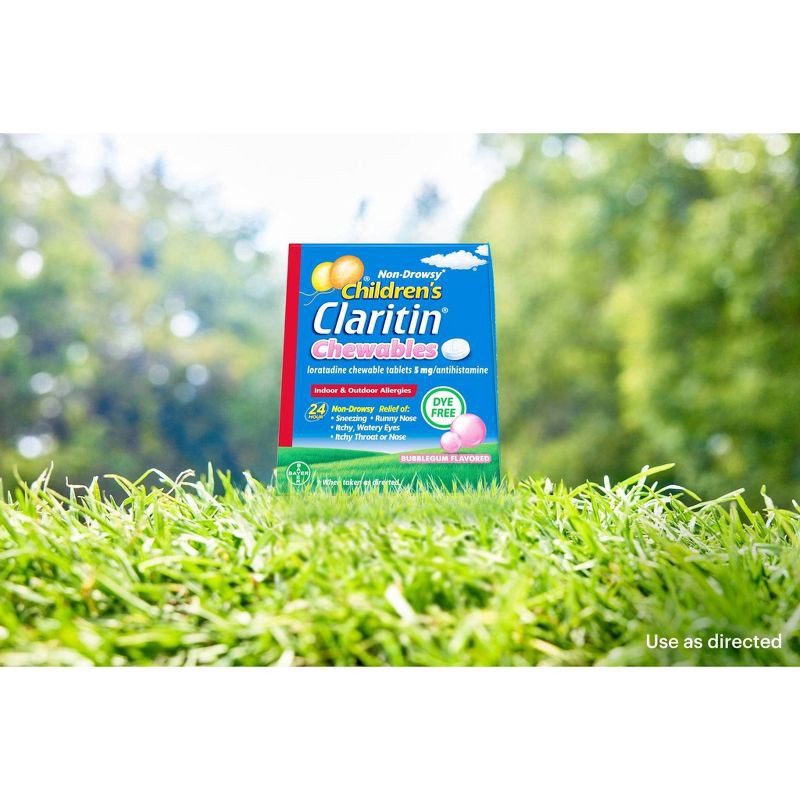 slide 2 of 10, Children's Claritin Loratadine Allergy Relief 24 Hour Non-Drowsy Bubble Gum Chewable Tablets - 30ct, 30 ct