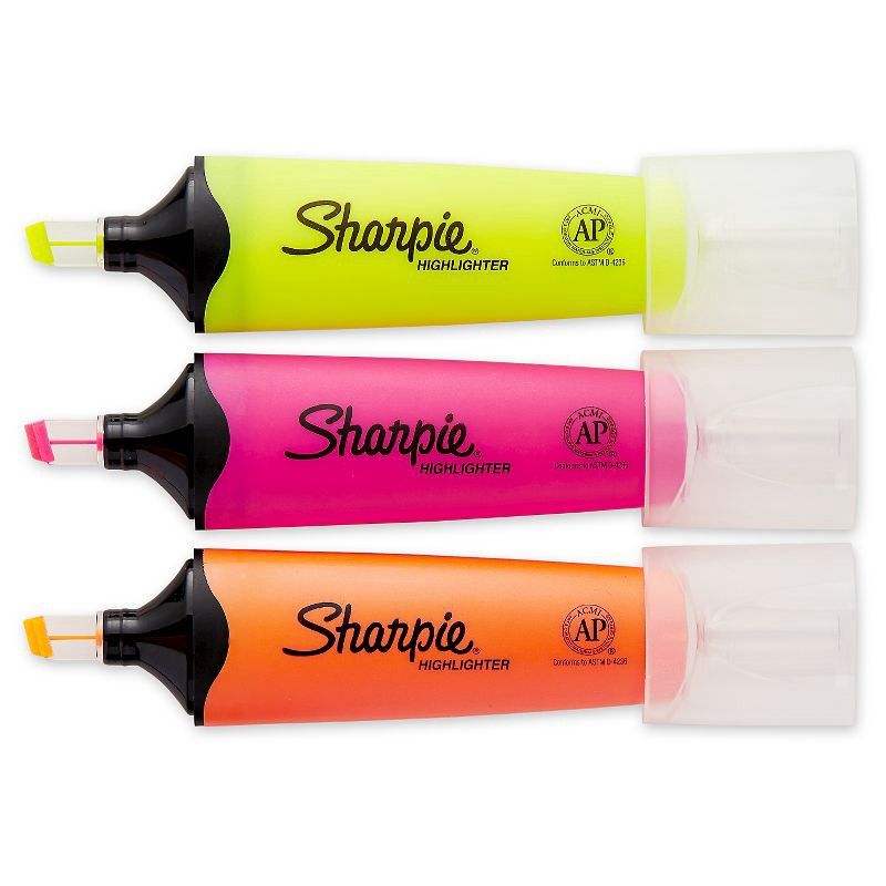 slide 3 of 8, Sharpie Clear View 3pk Highlighters Chisel Tip Mulitcolored, 3 ct