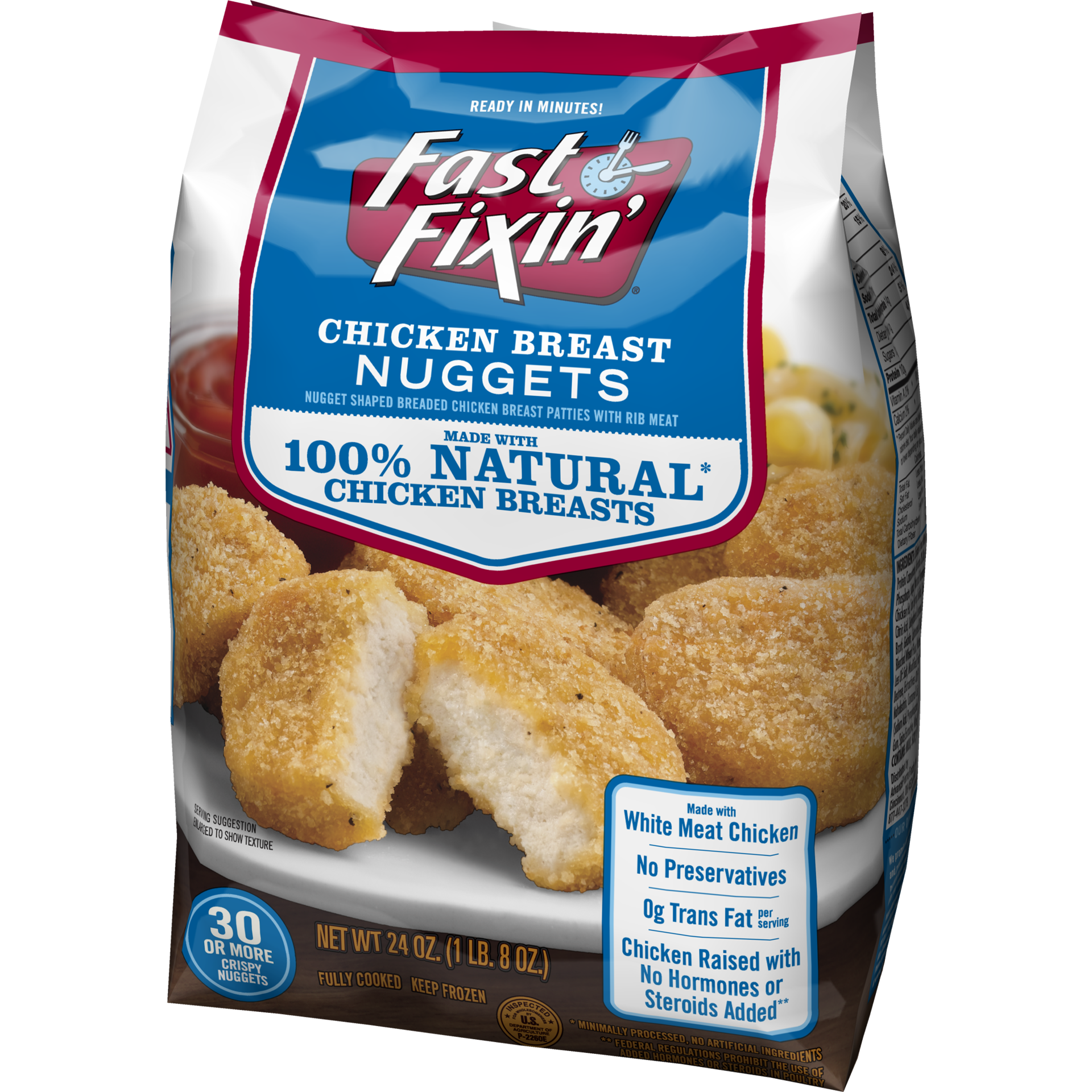 slide 3 of 4, Fast Fixin' Fast Fixin® frozen chicken breast nuggets, 24 oz
