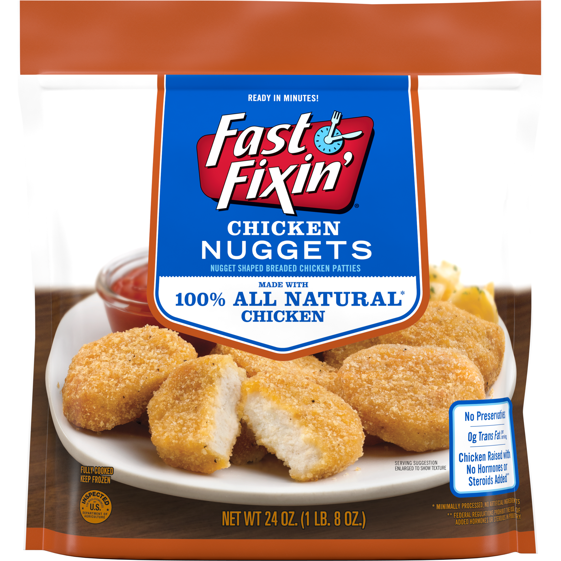 slide 1 of 4, Fast Fixin' Chicken Breast Nuggets, 24 oz (Frozen), 680.39 g