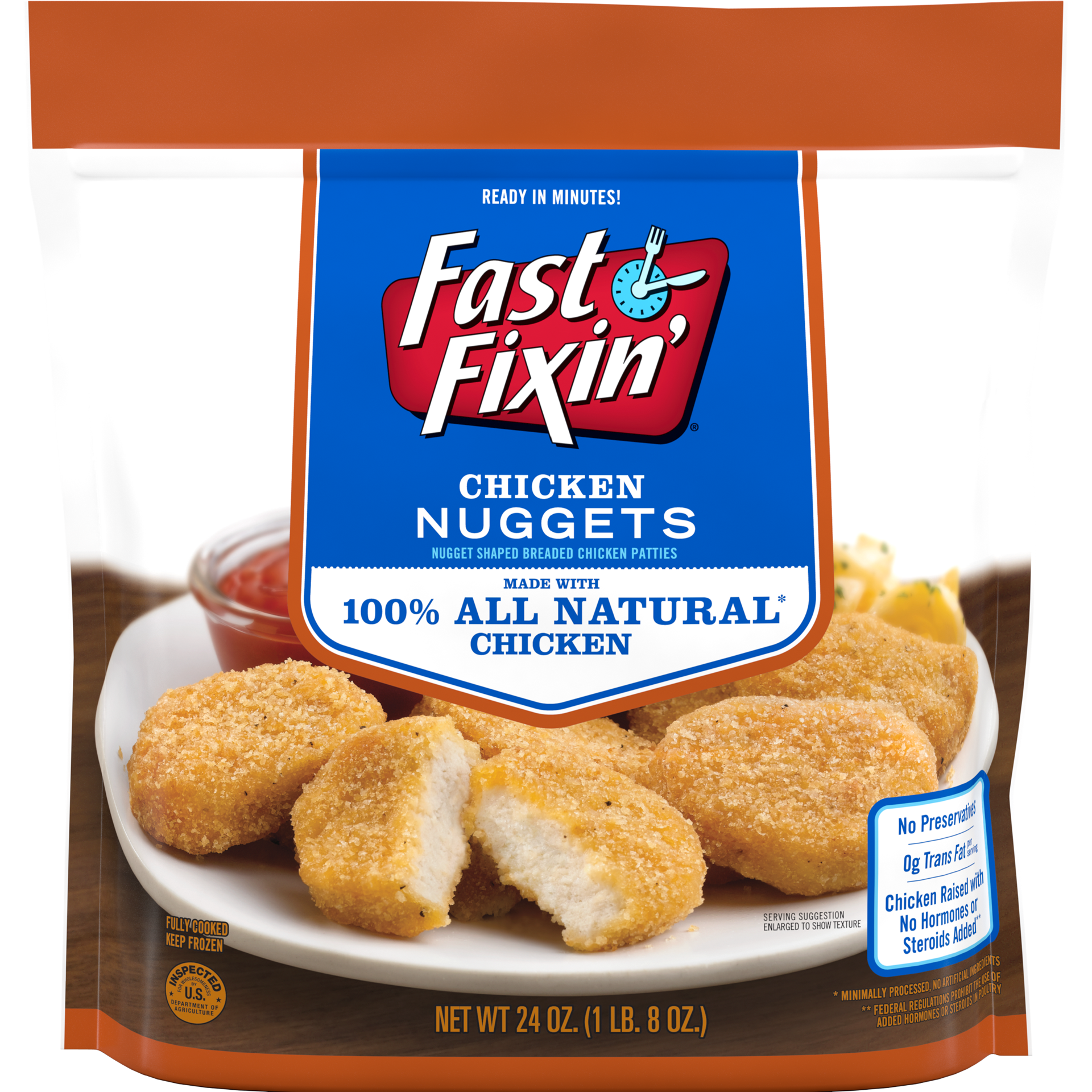 slide 1 of 4, Fast Fixin' Fast Fixin® frozen chicken breast nuggets, 24 oz