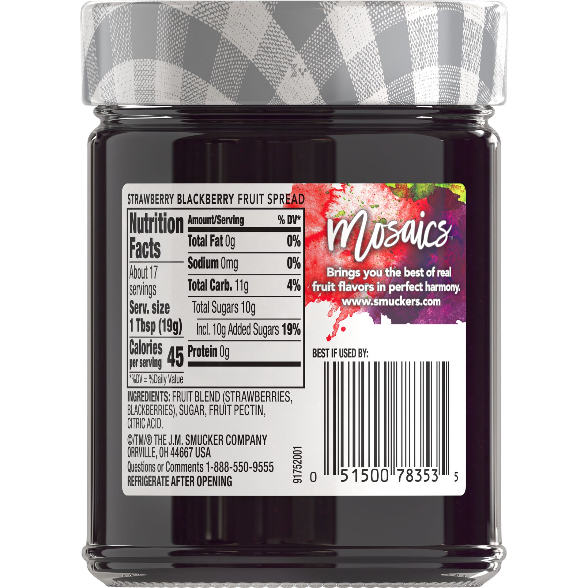 slide 3 of 5, Smucker's Smuckers Strwbry Blkbrry Fruit Spread, 11.3 oz