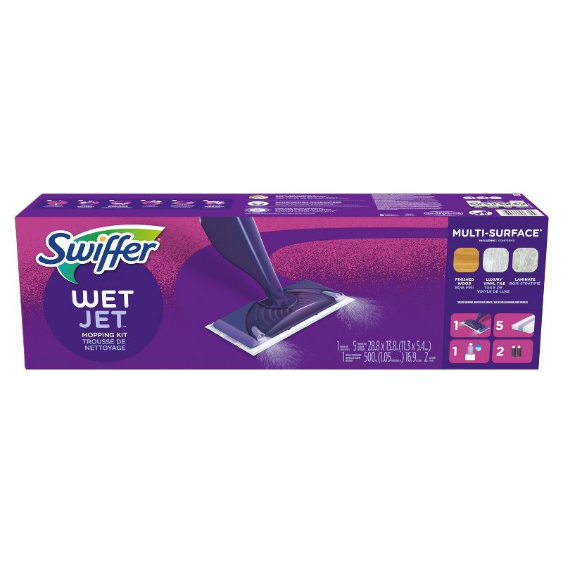 slide 8 of 10, Swiffer WetJet Floor Mop Starter Kit (1 Spray Mop, 5 Mopping Pads, 1 Floor Cleaner Liquid Solution), 1 ct