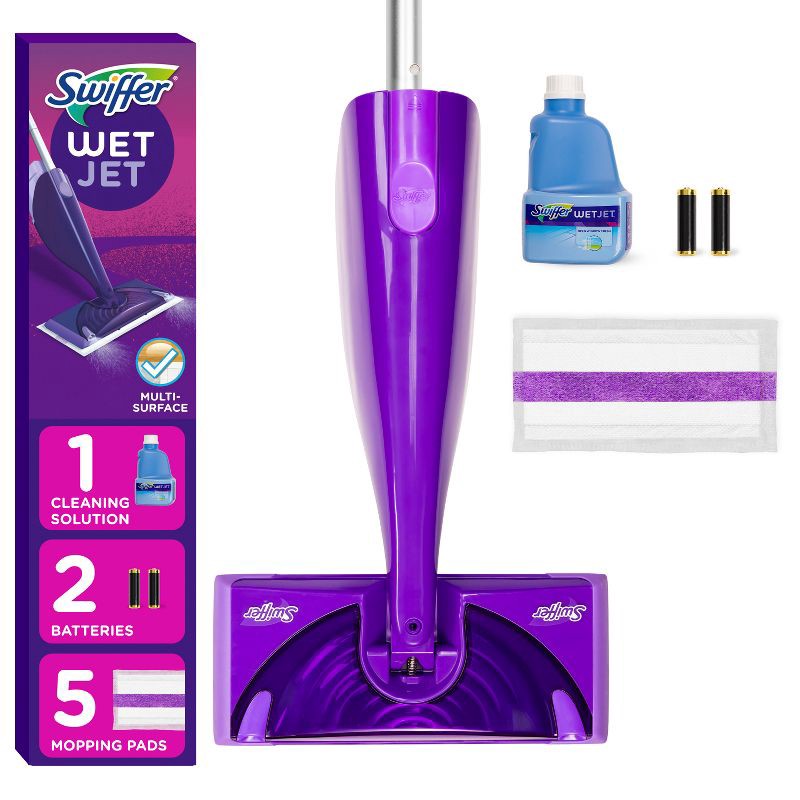 slide 1 of 11, Swiffer WetJet Floor Mop Starter Kit (1 Spray Mop, 5 Mopping Pads, 1 Floor Cleaner Liquid Solution), 1 ct