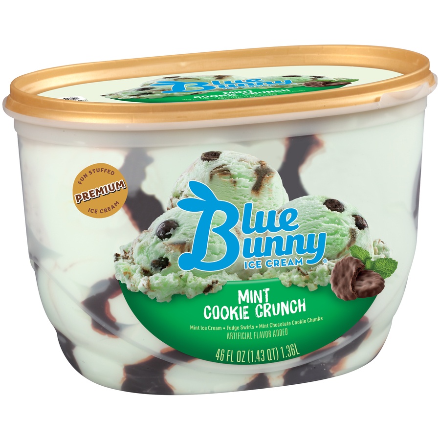 slide 2 of 8, Blue Bunny Mint Cookie Crunch Ice Cream, 46 fl oz