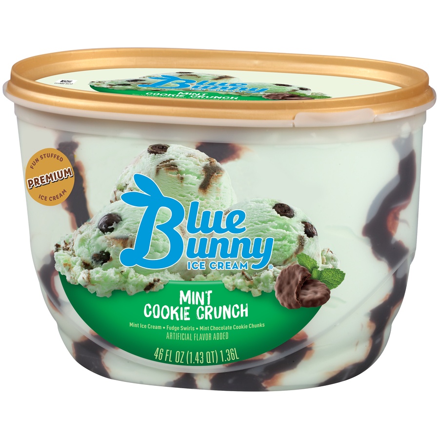 slide 3 of 8, Blue Bunny Mint Cookie Crunch Ice Cream, 46 fl oz