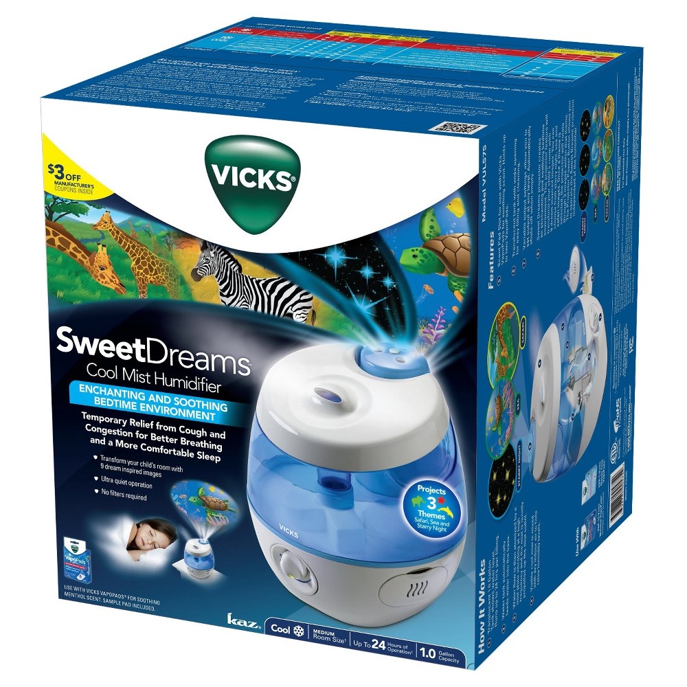 slide 2 of 7, Vicks Sweet Dreams Cool Mist Ultrasonic Humidifier, 1 gal