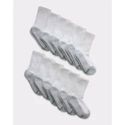 Hanes Boys' 12pk Cushioned Crew Athletic Socks - White S: Moisture Wicking, Midweight, Tagless, Knit Fabric