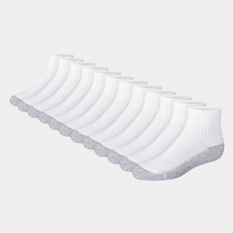 slide 5 of 6, Hanes Boys' 12pk Cushioned Ankle Athletic Socks - White M, 12 ct