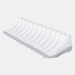 Hanes Boys' 12pk Cushioned Ankle Athletic Socks - White M
