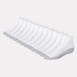 Hanes Boys' 12pk Cushioned Ankle Athletic Socks - White S