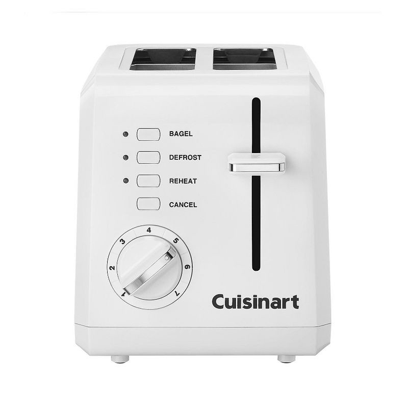 slide 2 of 4, Cuisinart 2-Slice Toaster White: Bagel & Defrost Options, Reheat, Extra Wide Slots, Removable Crumb Tray, 900W, 1 ct
