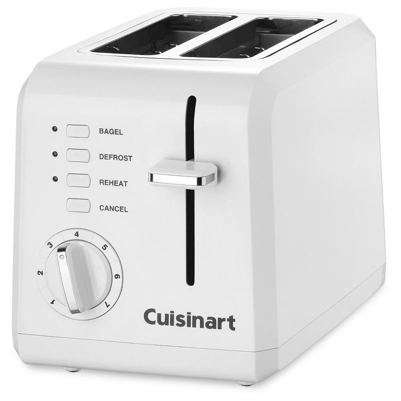 slide 3 of 4, Cuisinart 2-Slice Toaster White: Bagel & Defrost Options, Reheat, Extra Wide Slots, Removable Crumb Tray, 900W, 1 ct