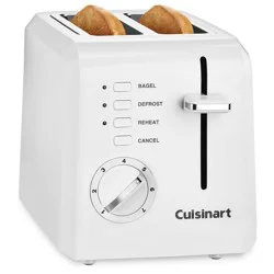 Cuisinart 2-Slice Toaster White: Bagel & Defrost Options, Reheat, Extra Wide Slots, Removable Crumb Tray, 900W