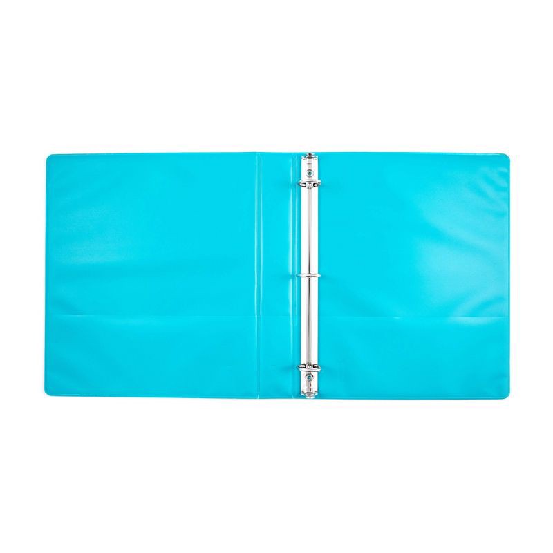 slide 3 of 6, 1" 275 Sheet Ring Binder Aqua - Yoobi™: Hard Cover, D Rings, 2 Pockets, Cardboard & Polypropylene, 1in Notebook Binder, 275 sheets