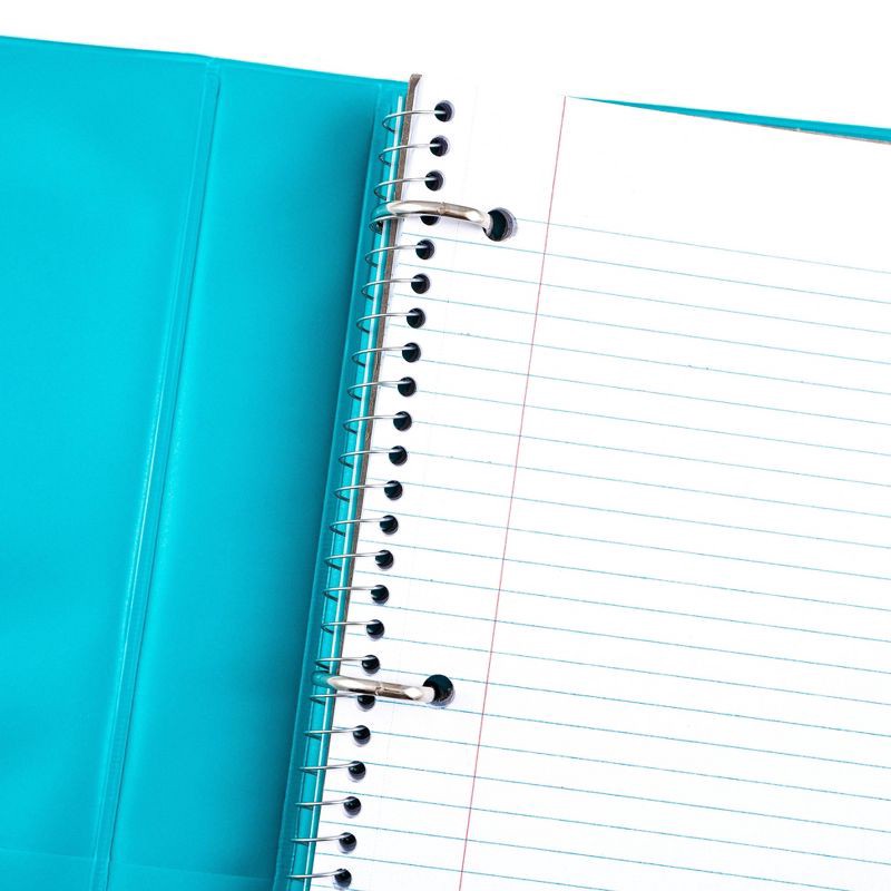 slide 5 of 6, 1" 275 Sheet Ring Binder Aqua - Yoobi™: Hard Cover, D Rings, 2 Pockets, Cardboard & Polypropylene, 1in Notebook Binder, 275 sheets