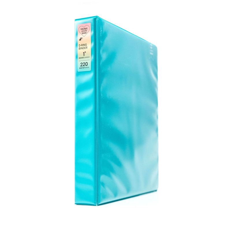 slide 6 of 6, 1" 275 Sheet Ring Binder Aqua - Yoobi™: Hard Cover, D Rings, 2 Pockets, Cardboard & Polypropylene, 1in Notebook Binder, 275 sheets