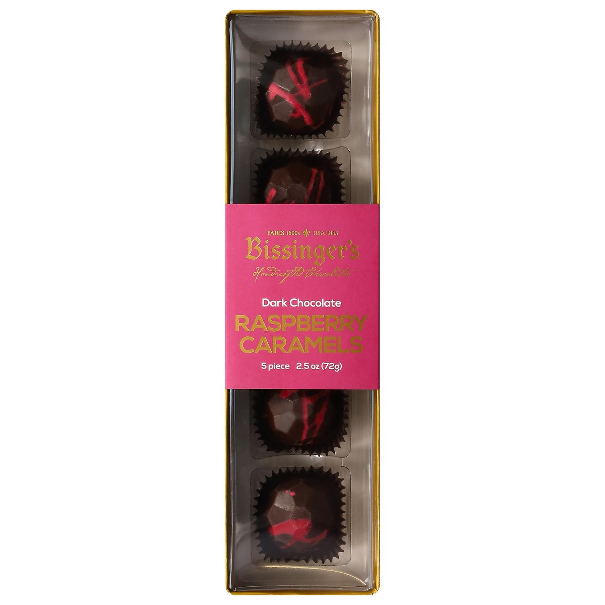 slide 1 of 13, Bissinger's Handcrafted Dark Chocolate Raspberry Caramels - 5 ct, 5 ct