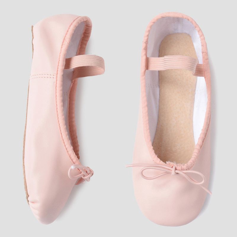 slide 2 of 5, Freestyle By Danskin Danskin Kids' Ballet Dance Shoes - Pink 12: Adjustable Elastic Strap, Leather Insole, Soft Outsole, 1 ct