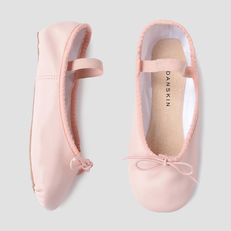 slide 5 of 5, Freestyle By Danskin Danskin Kids' Ballet Dance Shoes - Pink 12: Adjustable Elastic Strap, Leather Insole, Soft Outsole, 1 ct