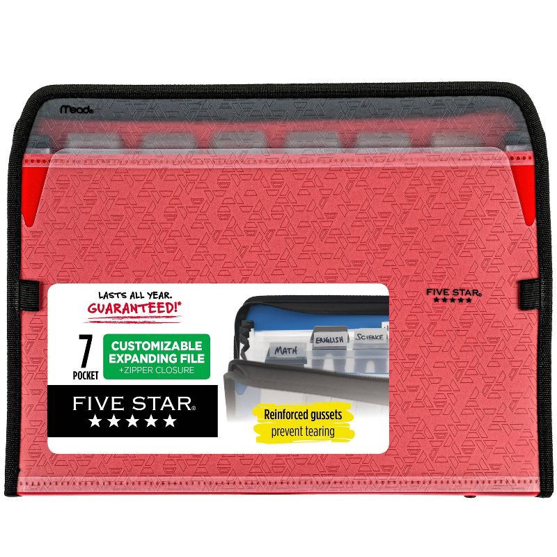 slide 10 of 13, Five Star 7 Pocket Expanding File Folder with Zipper (Color Will Vary), 1 ct