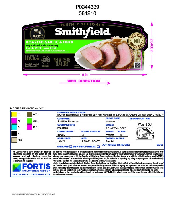 slide 3 of 12, Smithfield Garlic & Herb Pork Loin Fillet - 27.2 Oz, 23 oz