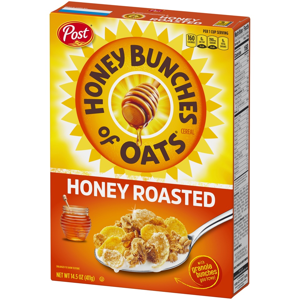 slide 3 of 8, Post Cereals Honey Bunches of Oats Cereal, Honey Roasted, 14.5 oz