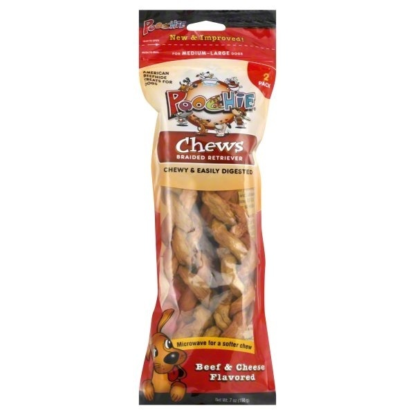 slide 1 of 1, Poochie Braid Retriever Chews - Beef And Cheese, 2 ct