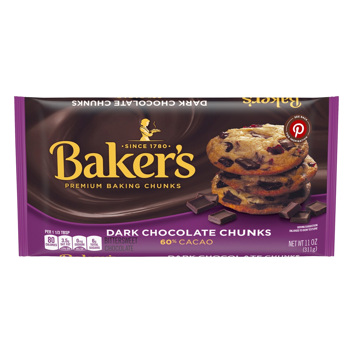 slide 3 of 11, Baker's Dark Chocolate Baking Chunks, 11 oz Bag, 11 oz